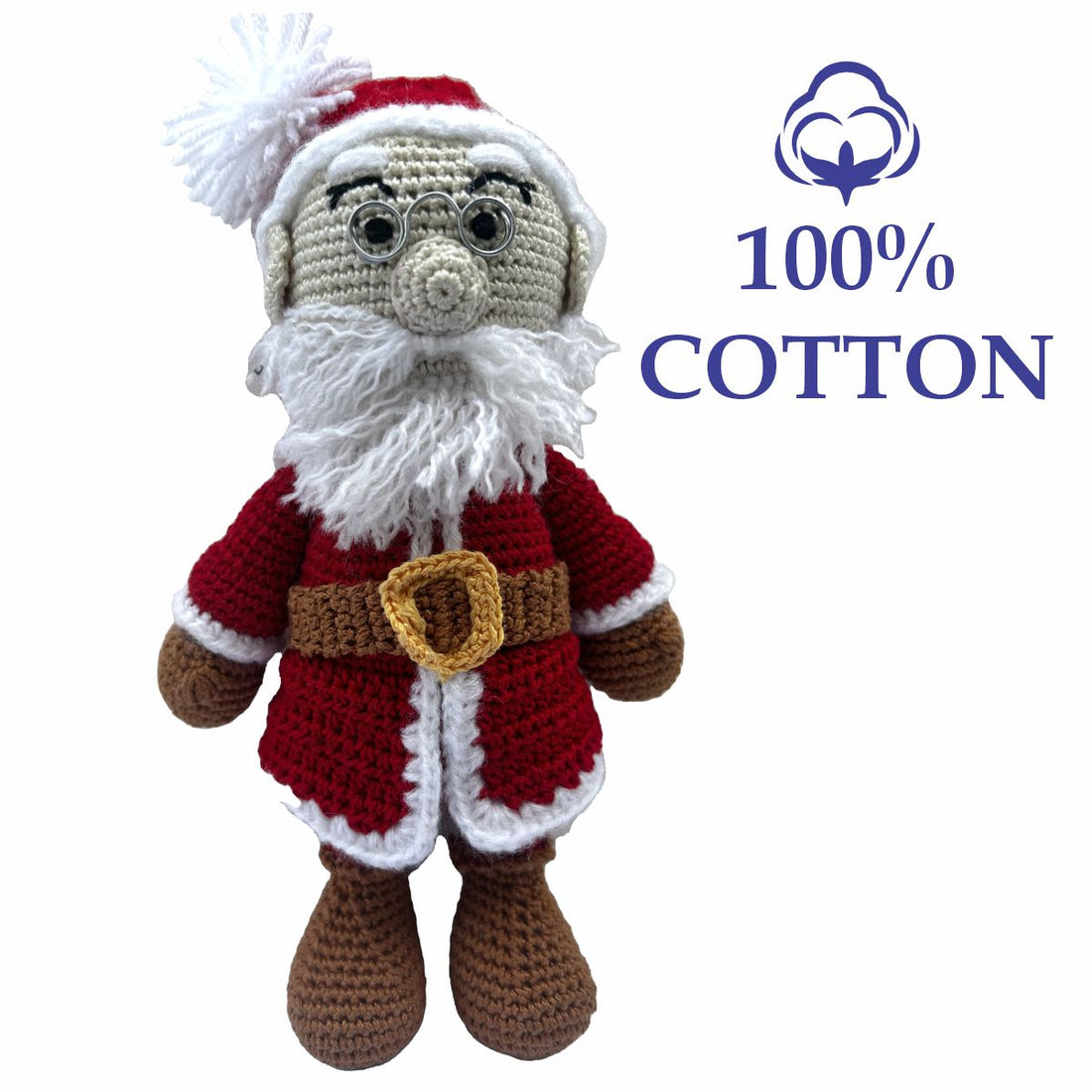 Clapjoy Crochet Handmade Christmas Decorations – Santa Claus Figurine & Decorated Tree Set Festive Holiday Decor