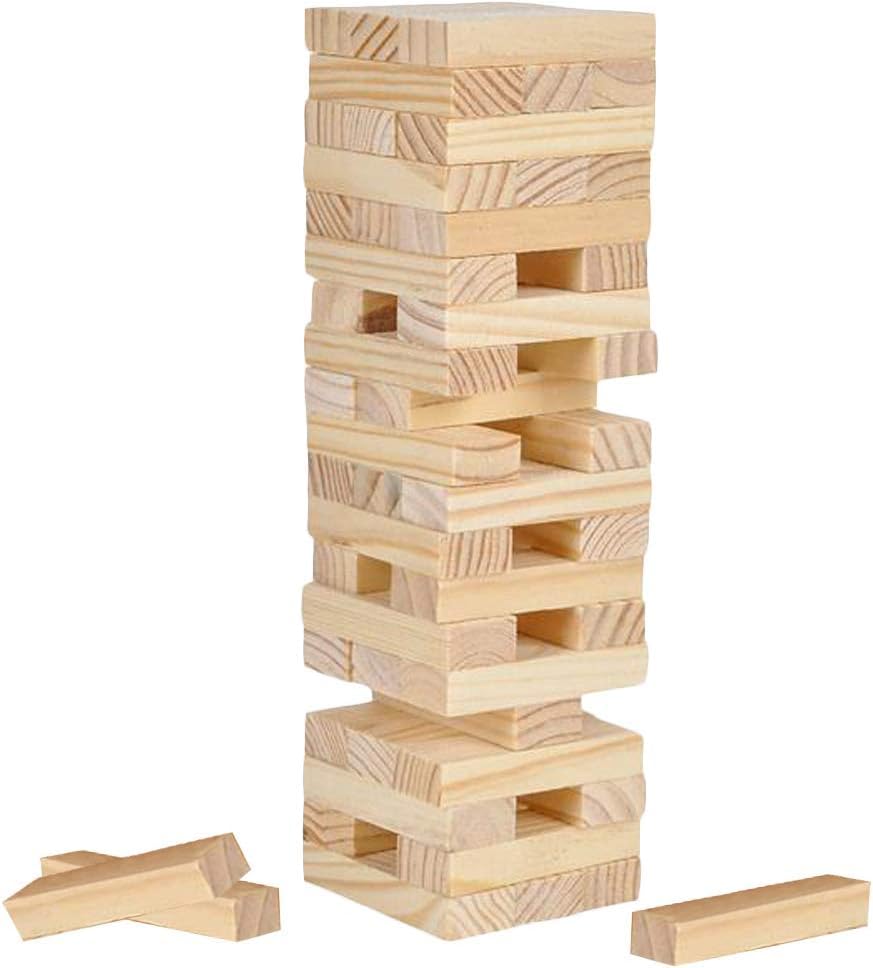 Slido Max Wooden Tower Game, Wood Tumbling Blocks Set with 54 Pieces,