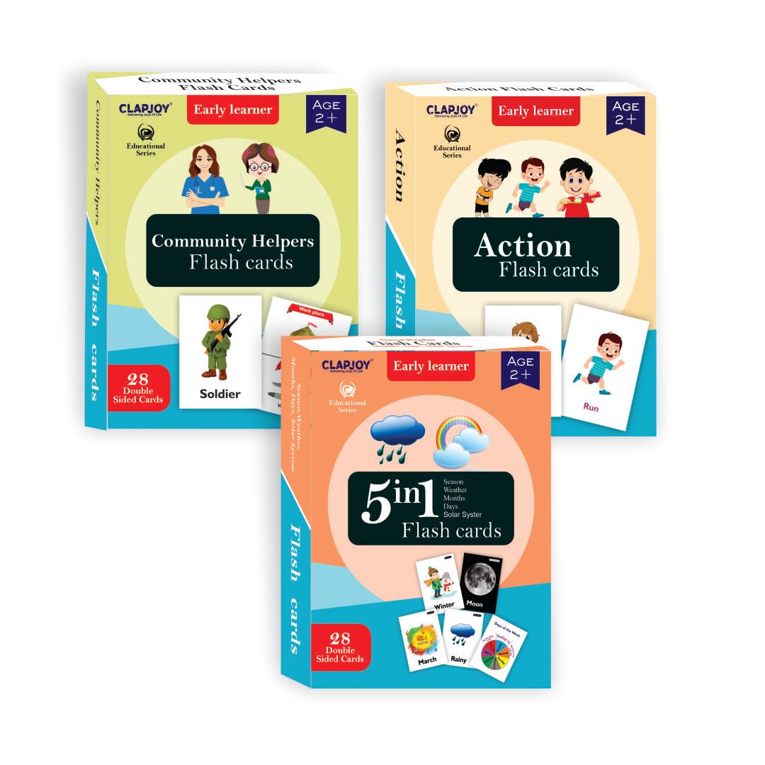 Clapjoy Double-Sided Flash Cards for Kids | Early Learning Cards for Ages 2-6 Years
