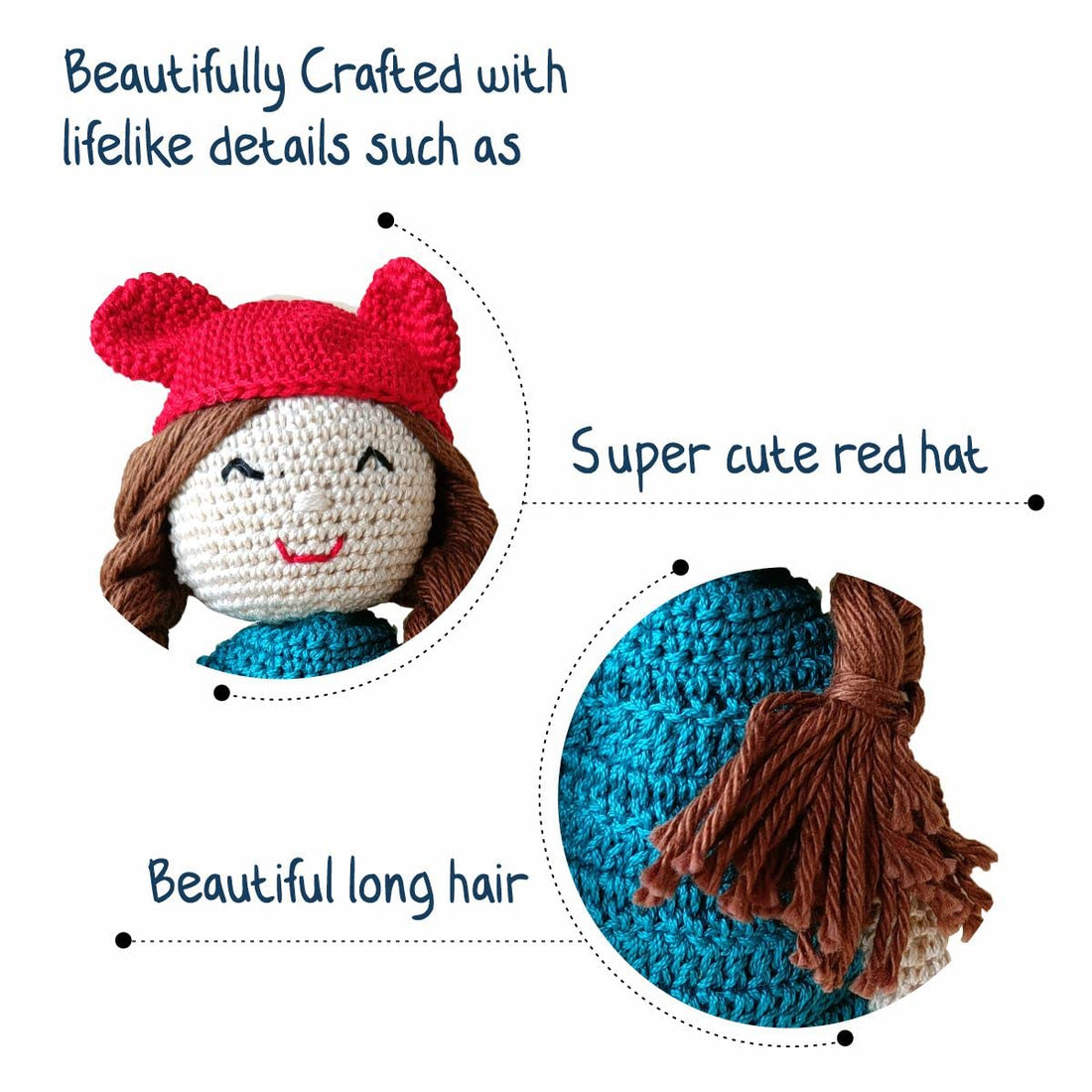 Soft Hand Knitted Cotton Thread Crochet Doll for kids (6 months – 13 years)