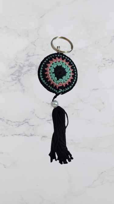 Clapjoy Handmade Evil Eye Crochet Key Ring – Stylish & Durable Keychain Accessory