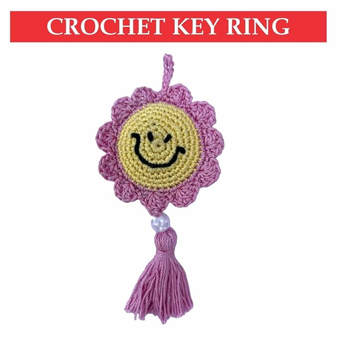 Handmade Smiley Crochet Key Ring – Stylish & Durable Keychain Accessory