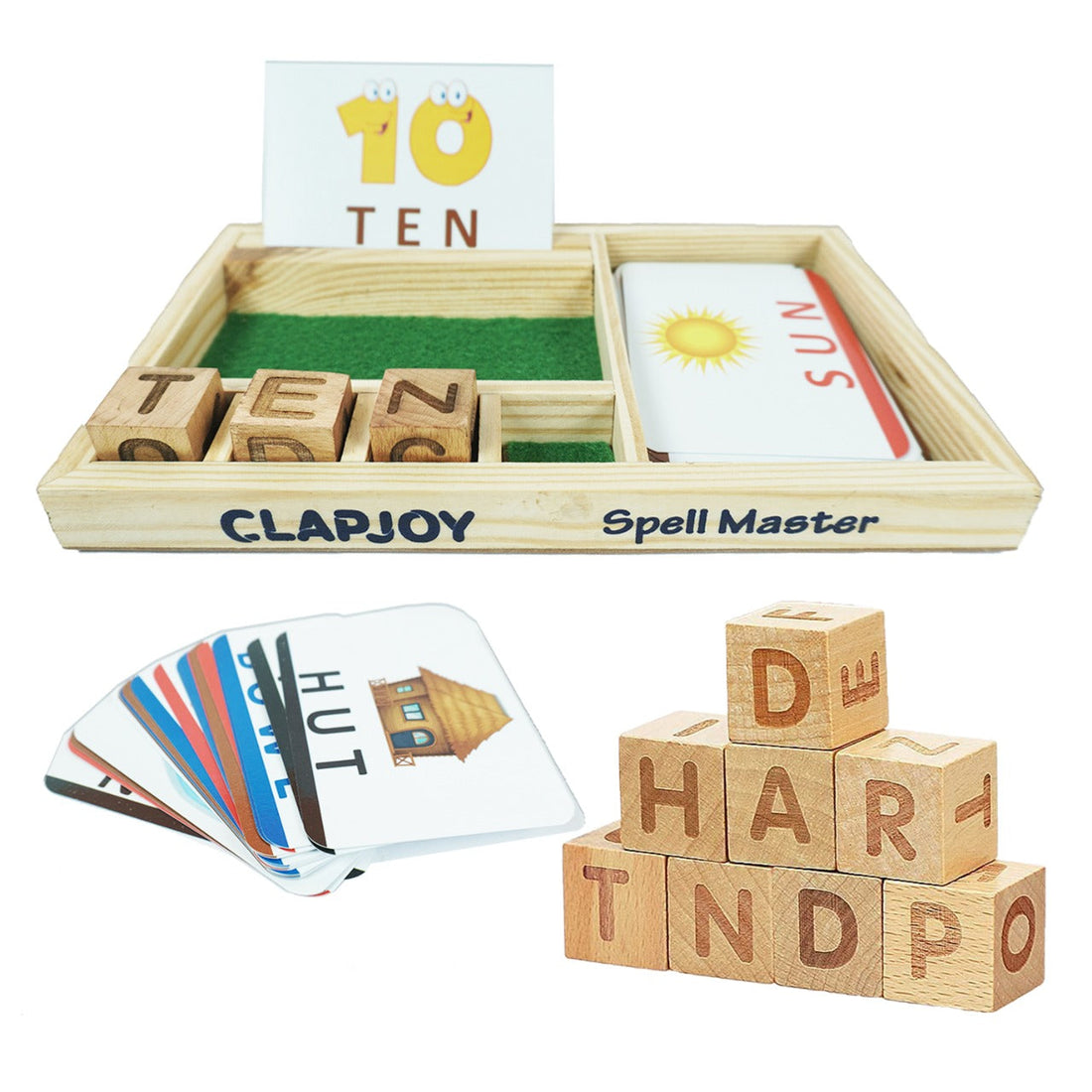 Clapjoy Educational Game Combo – Spell Master, Math Master with Flash Cards & Shabd Rachna | Learning Game for Kids of ages 3+ years