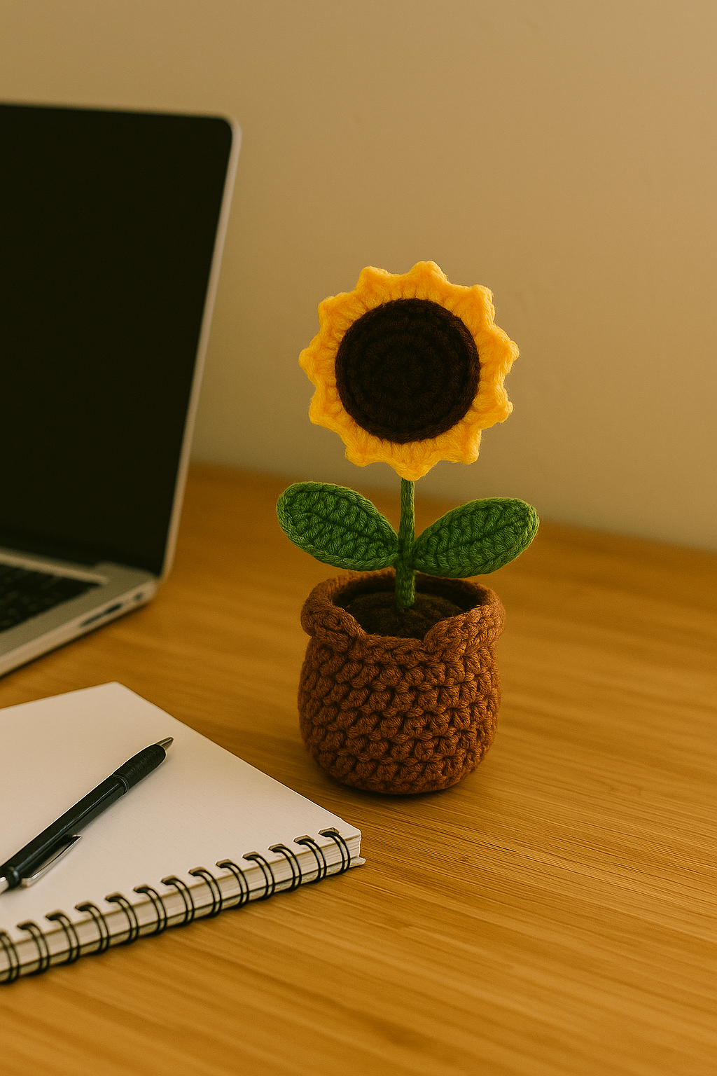 Handmade Crochet Sunflower with Pot – Amigurumi Potted Flower for Home Decor, Gifting & Desk Decoration