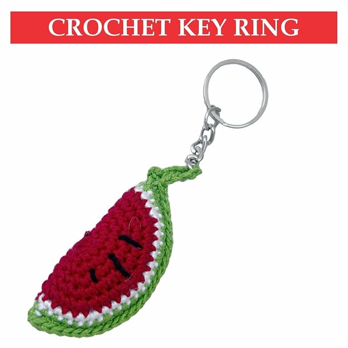 Handmade Watermelon Crochet Key Ring – Stylish & Durable Keychain Accessory