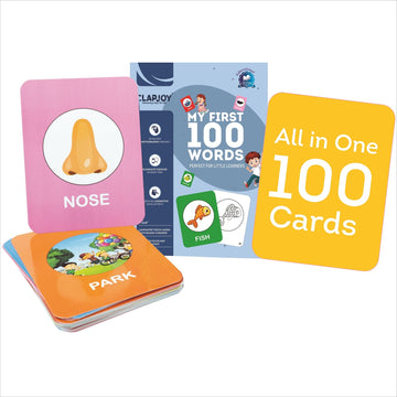 Clapjoy All-in-One 100 Flash Cards for Toddlers | Double Sided, Waterproof & Non-Tearable fors kids Ages 1-3 Years