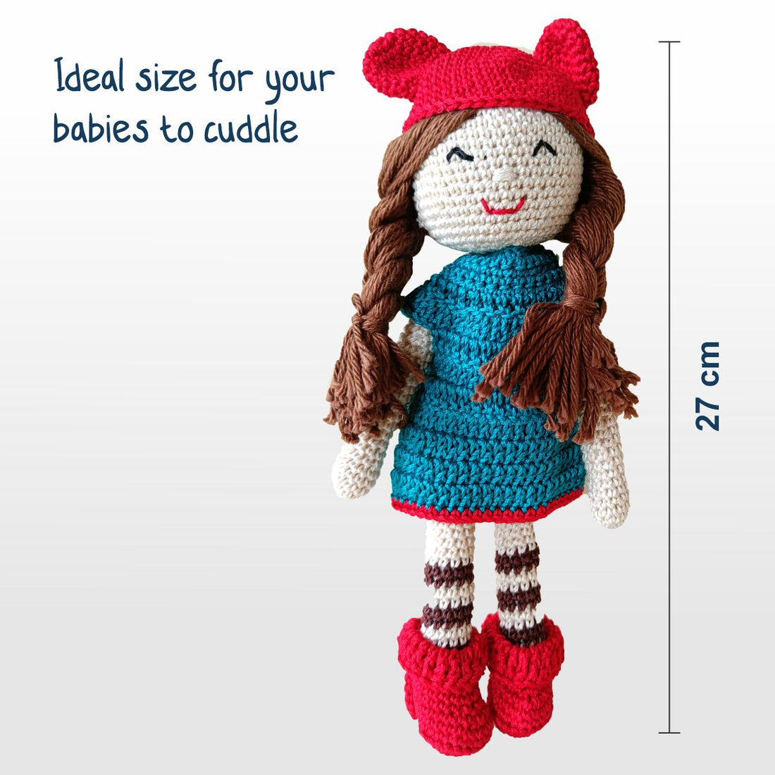 Clapjoy Soft Hand Knitted Cotton Thread Doll | Crochet Handmade Toys| Child Safe | for Babies 6 Months to 13 Years