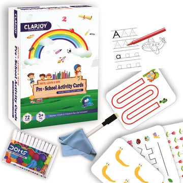 ClapJoy Pre School Reusable Double Sided Activity Flash Cards for Kids of Ages 2+ Years