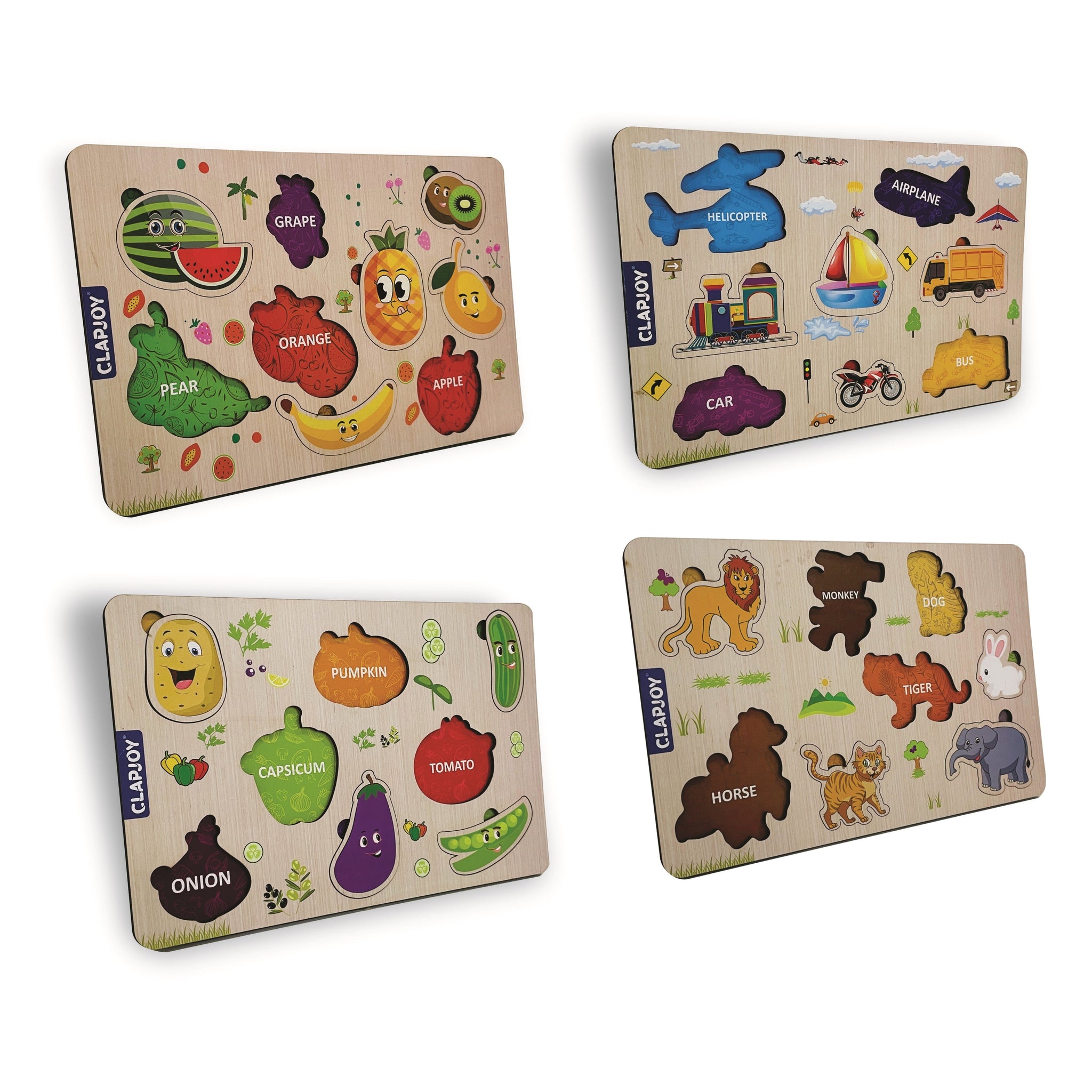 Clapjoy Wooden Learning Educational Board for Kids, Puzzle Toys for 2+ Years