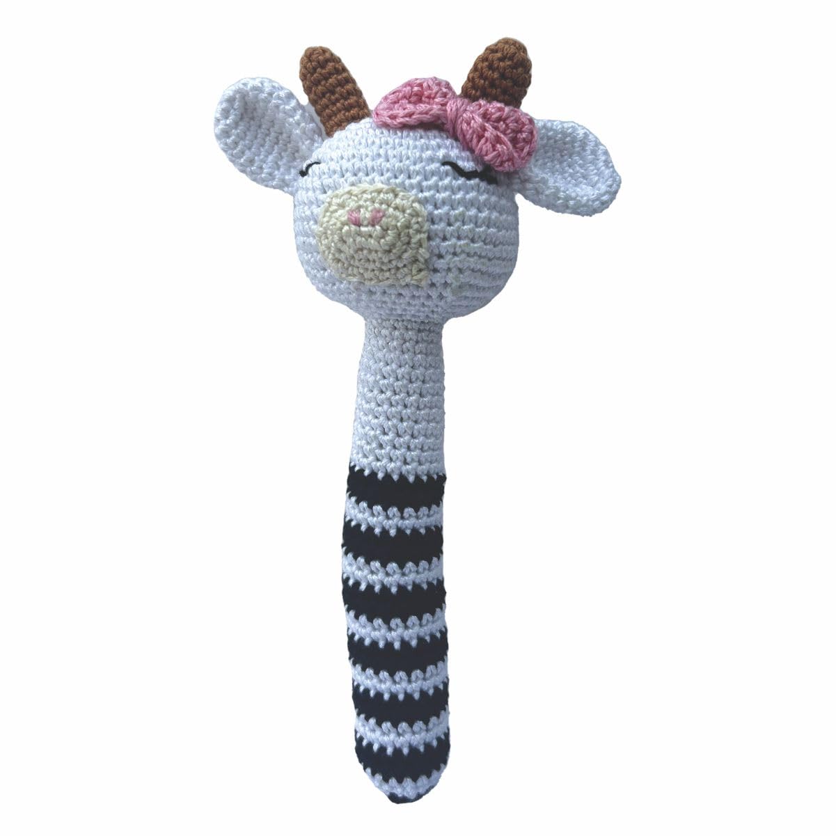 Clapjoy Baby Rattle 0-6 Months Montessori Sensory Toys for Babies (Cow Long Rattle)