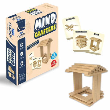 Clapjoy Mind Crafters Wooden Building Planks | 24 Wooden Planks with 20 Unique Design Patterns for kids 5+ years
