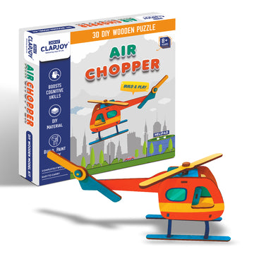 CLAPJOY Air Chopper 3D DIY Wooden Puzzle, Build and Paint Activity, Boosts Cognitive Skills, 8+ Years