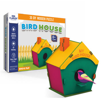 Clapjoy Bird House 3D DIY Wooden Puzzle, Build and Play, Boosts Cognitive Skills, for Ages 8+