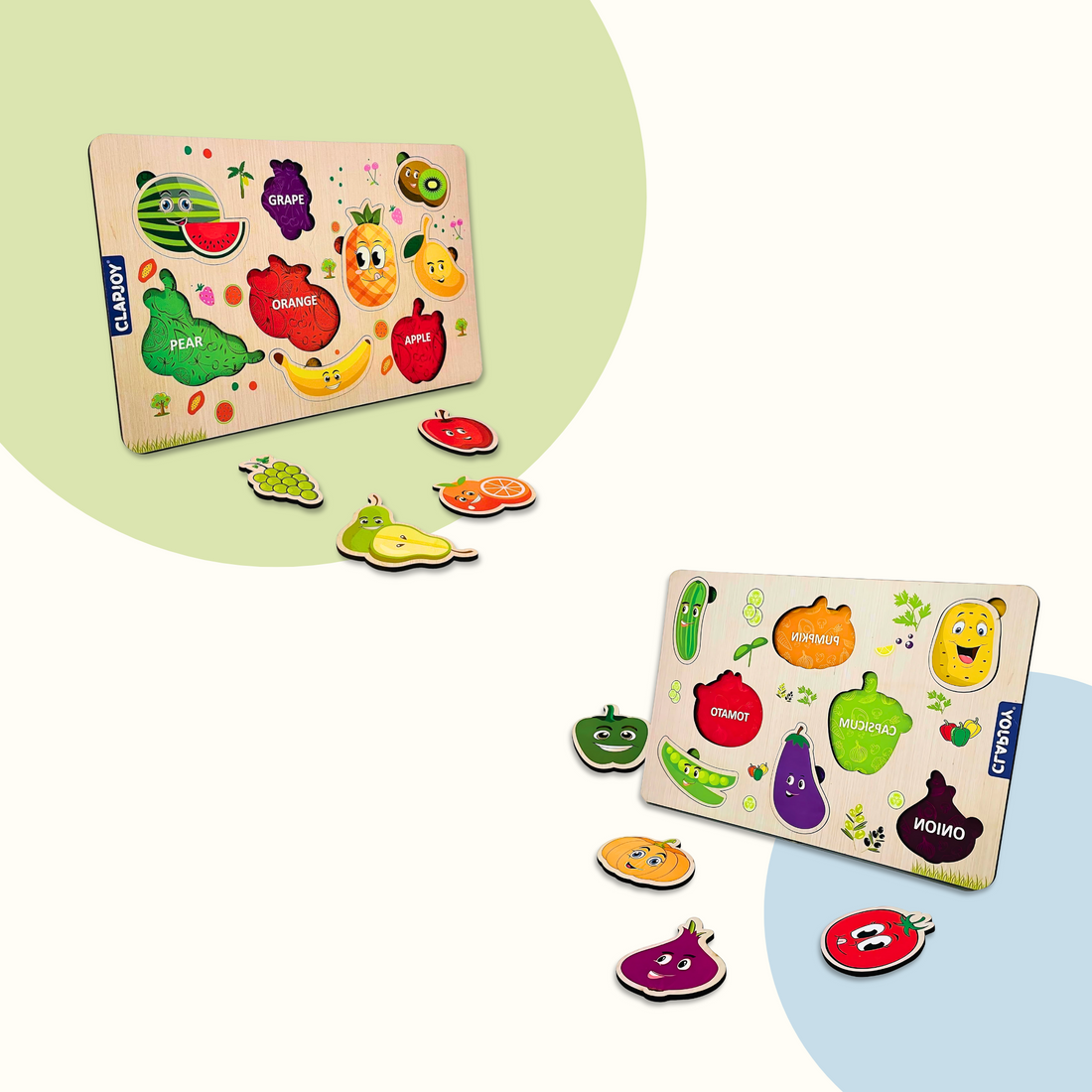Clapjoy Wooden Learning Educational Board for Kids, Puzzle Toys for 2+ Years