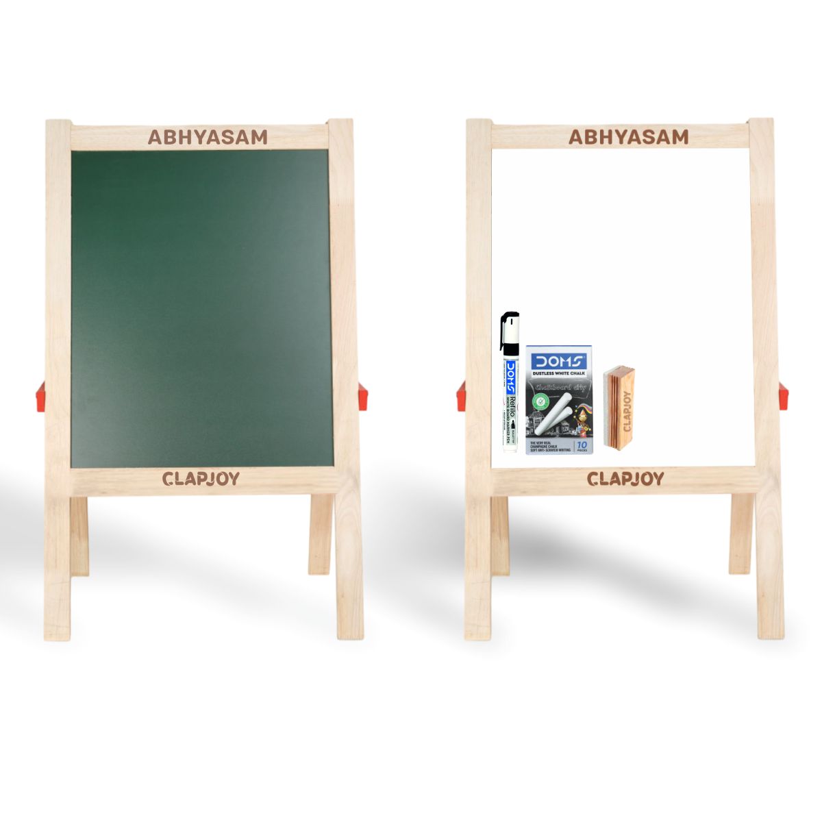 Clapjoy Abhyasam Wooden Double-Sided Chalkboard and White Easel board for Kids
