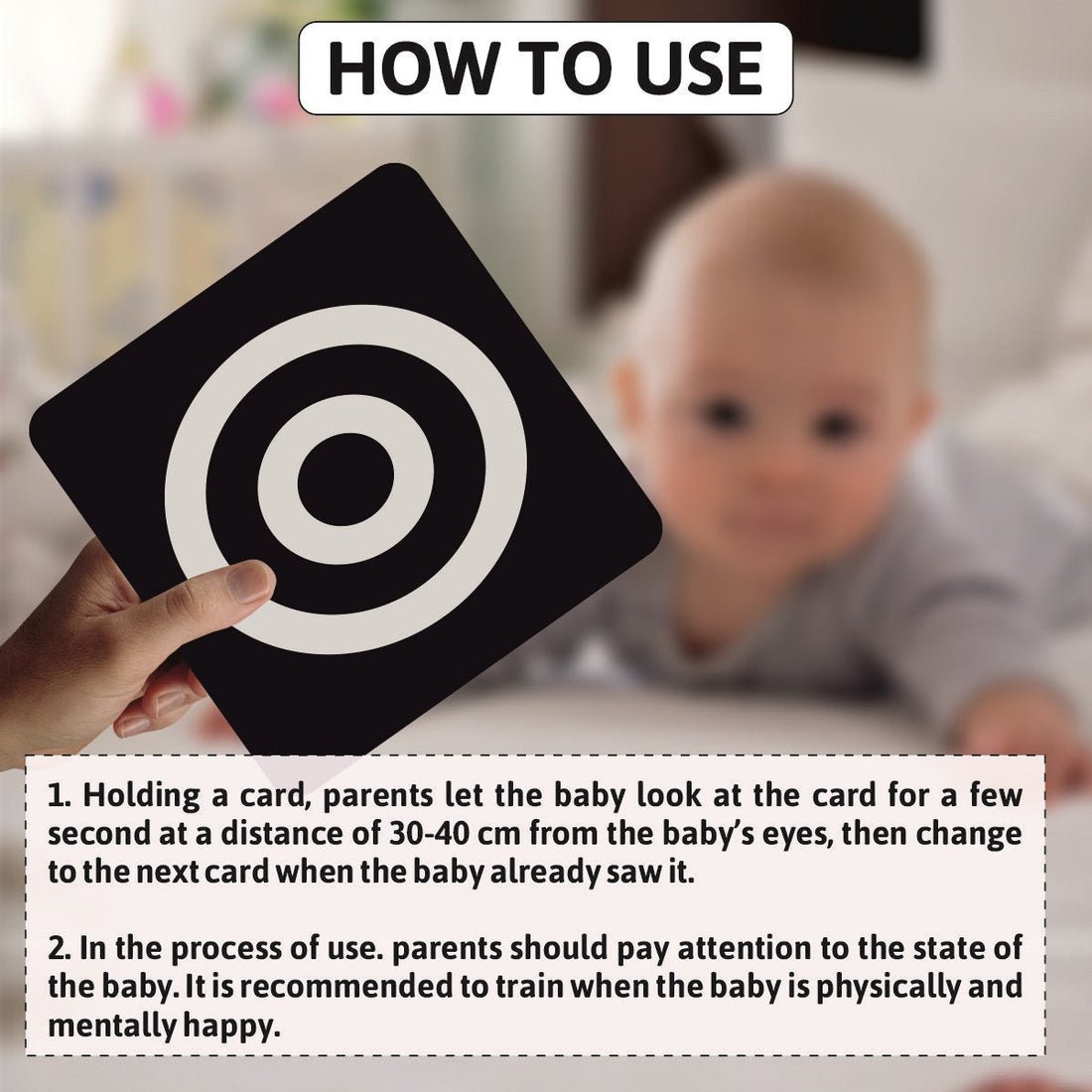 Clapjoy New Born Black and White Flash Cards for Babies & Infants of Age 0-12 Months