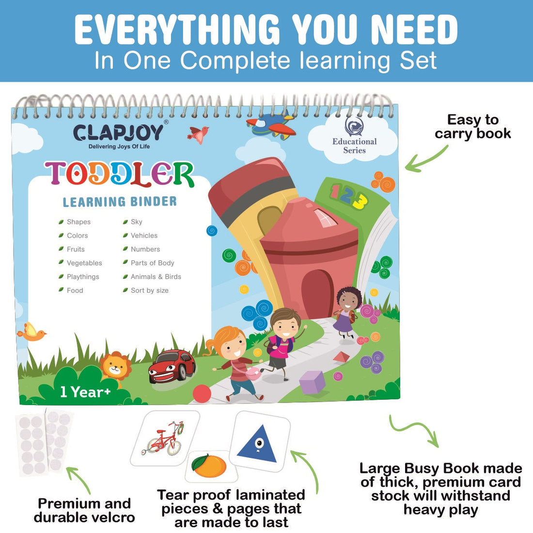 Clapjoy Velcro Book Level 1 Preschool Busy book for kids up to 3 years