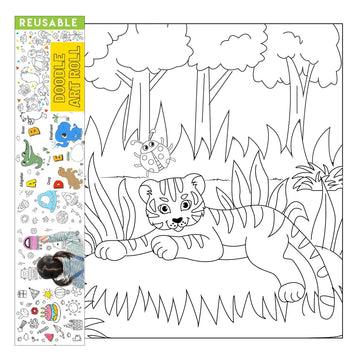 Clapjoy Reusable Doodle Art Roll – Jungle Theme (2 meters) for kids of Ages 3+ years