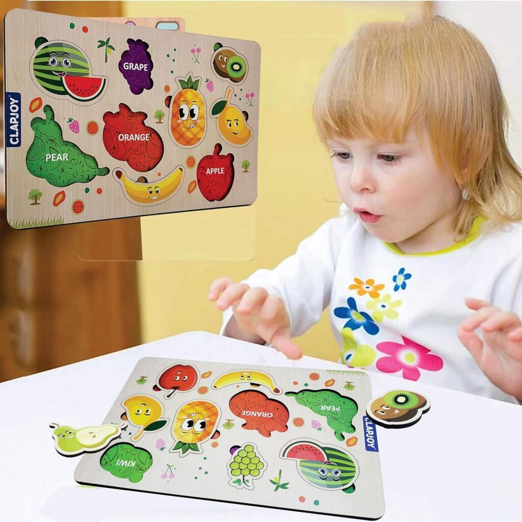 Clapjoy Wooden Learning Educational Board for Kids, Puzzle Toys for 2